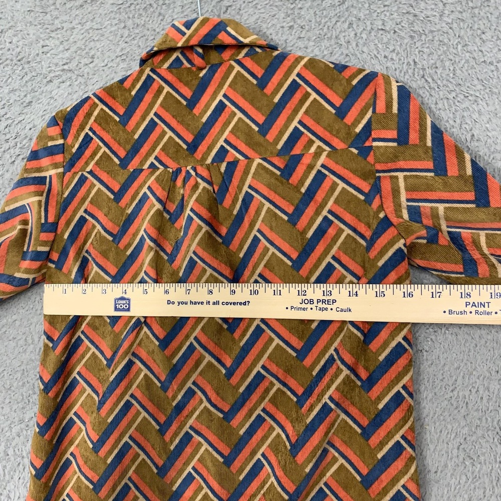 FANSILANEN Shirt Womens XS Multicolor Corduroy Geometric Button Up Long Sleeve - Picture 9 of 16
